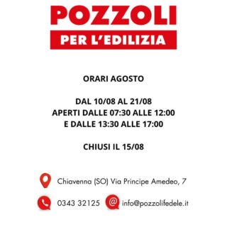 Orari mese di Agosto